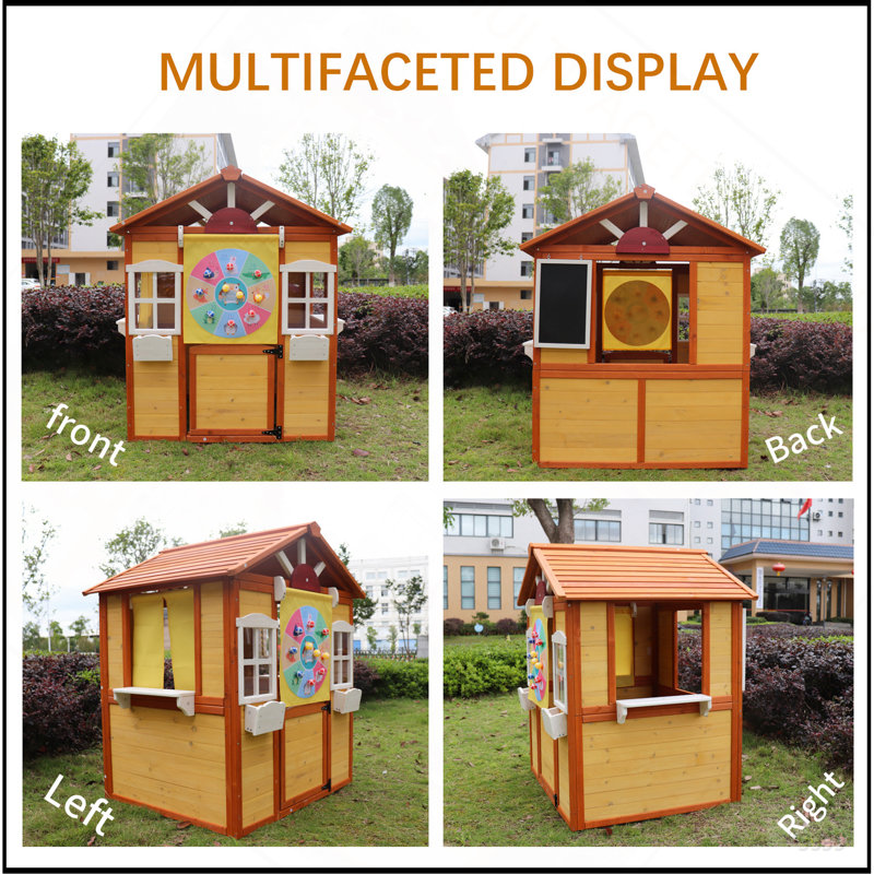 Maisonnette d'extérieur pour enfants en bois avec portes et fenêtres fonctionnelles