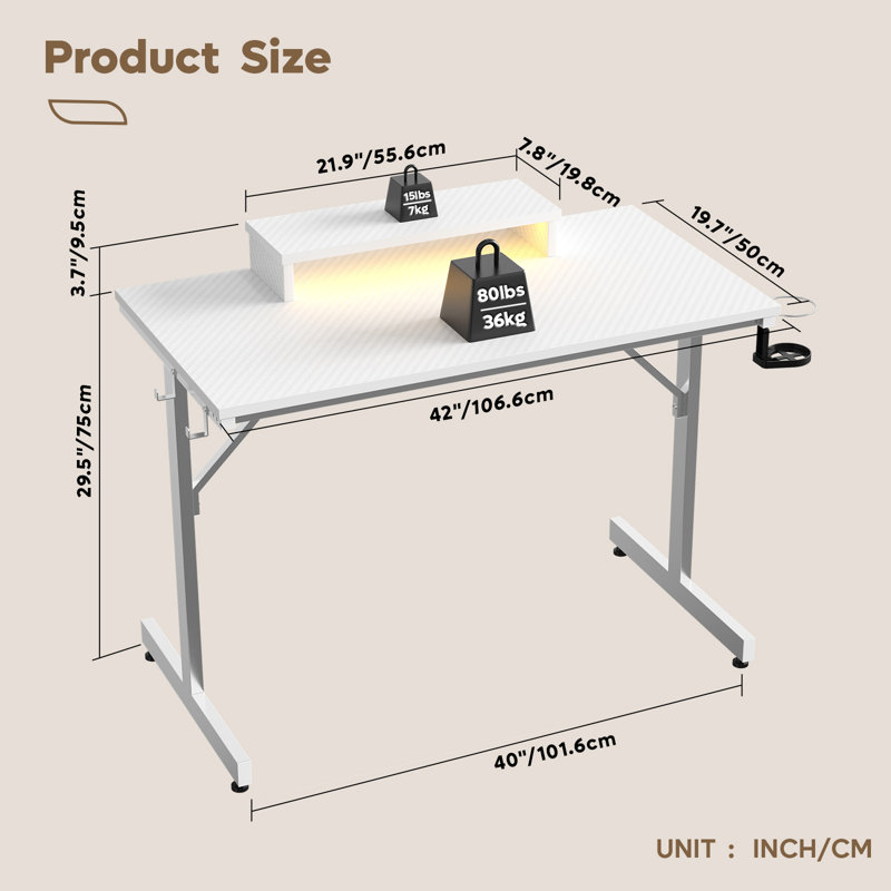 Aayliah Metal Base Computer Desk, White