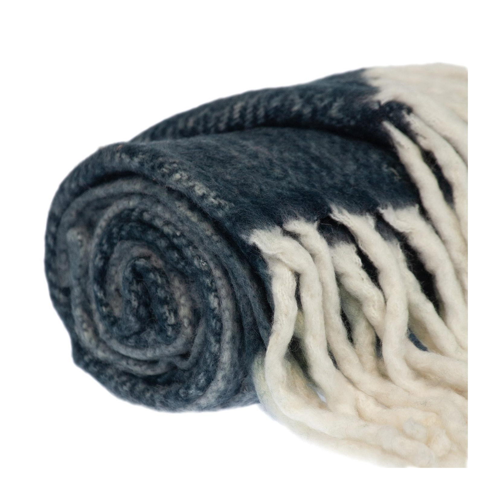 Ixia Wool Blend Knitted Throw Blanket, Dark Blue
