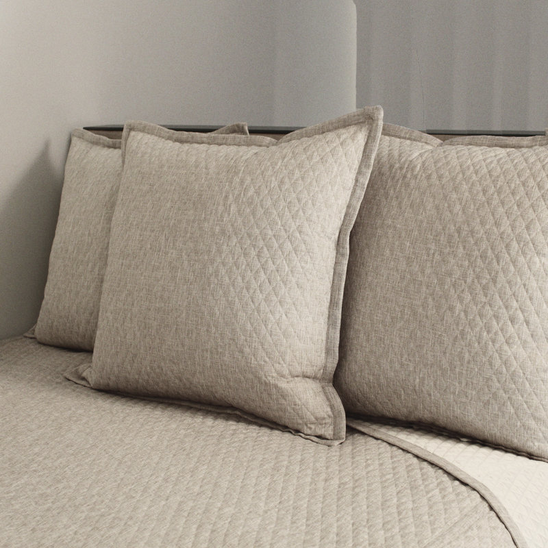 Faux Flax Coverlet Set , Pumice, King Coverlet + 3 Euro Shams