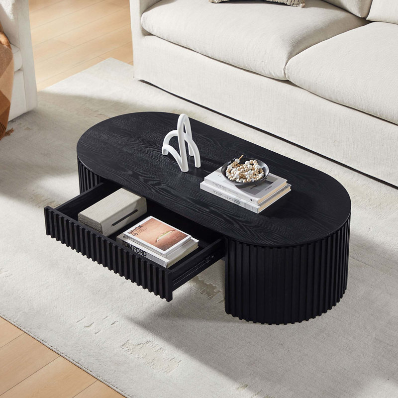 MDF Coffee Table With Drawer, Black