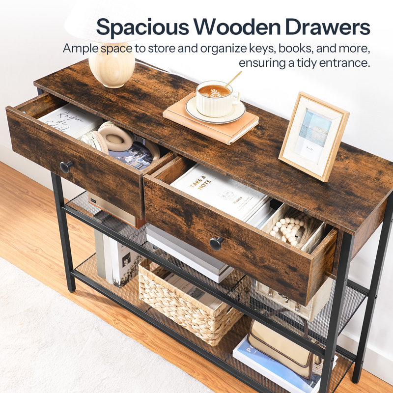 Mackworth 39.4" Console Table  2-Drawer Foyer Table with Charging Station