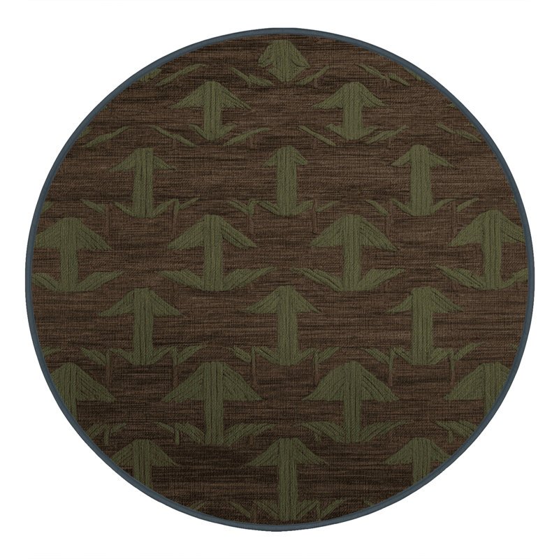 Tapis brun treillis lavable à la machine, Rond 5 pi