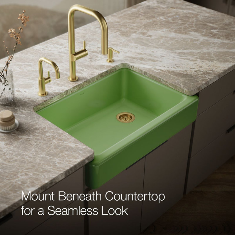 Whitehaven® Self-Trimming 32-1/2" L x 21-9/16" W x 9-5/8" Under-Mount Single-Bowl Sink with Short Apron, Fresh Green