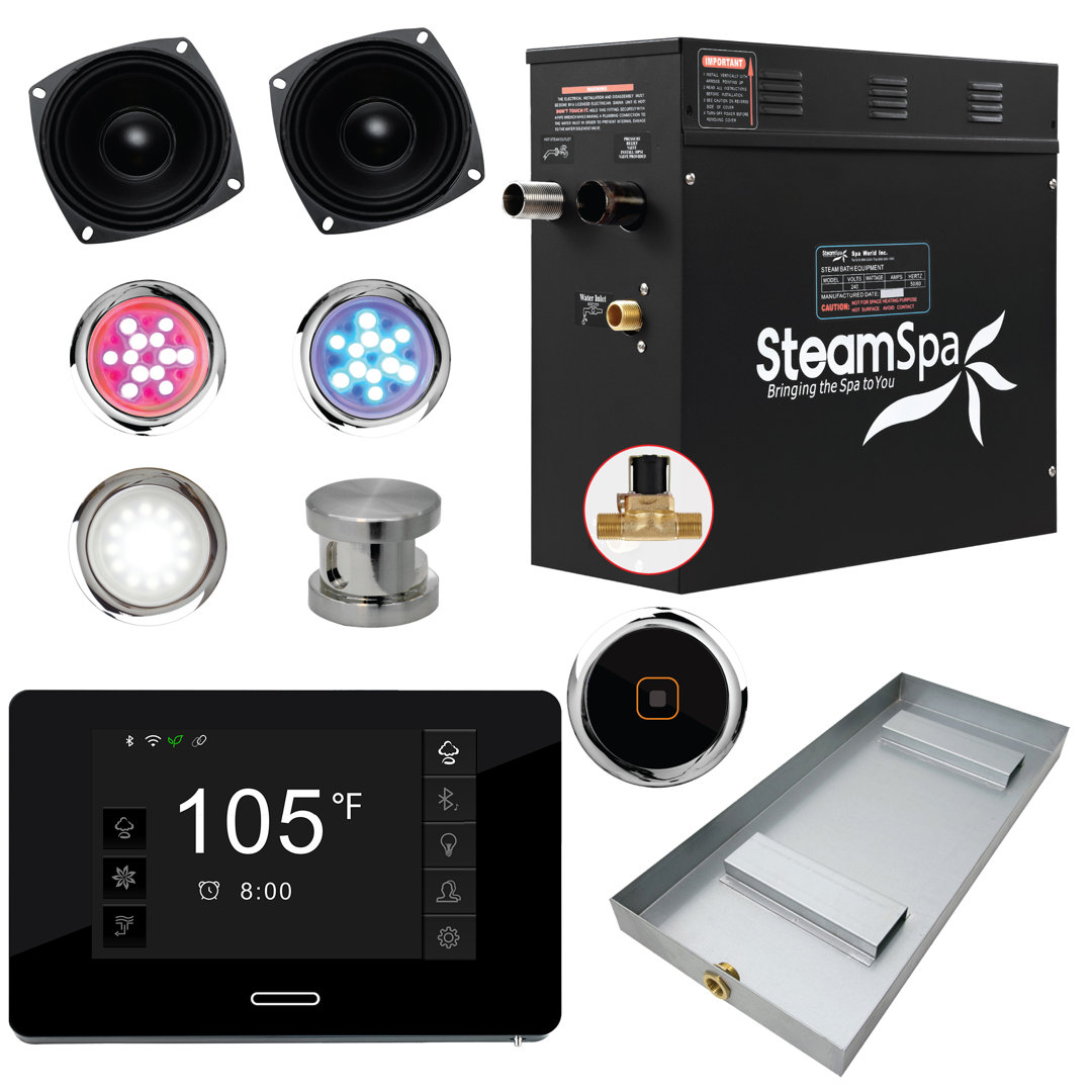 Black Series Bluetooth Quickstart 4.5 kW Steam Generator Package Steam Spa