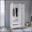 Armoire penderie 71H avec 3 portes et 2 tiroirs intérieurs, 3 portes, blanc-1988960446