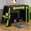 Lit mezzanine simple avec bureau et lumières RVB, structure de lit mezzanine en bois avec tablettes de rangement et station de charge-420214008