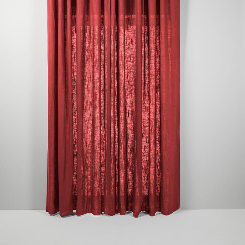 Bellavista Semi Sheer Curtain Single Panel, 350 x 280cm, Bright Red