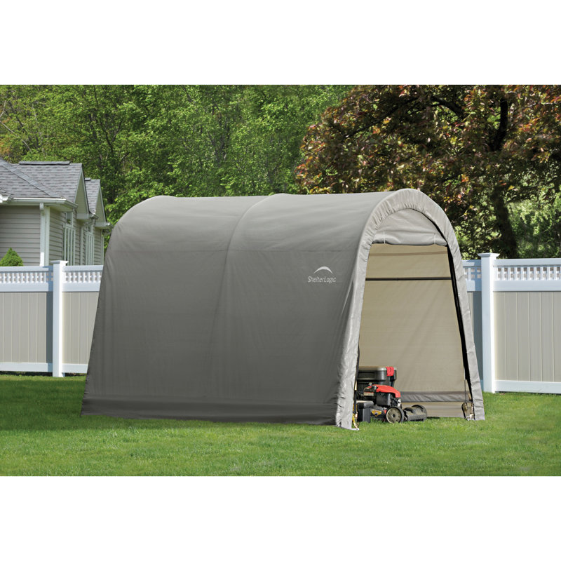 10' x 10' Gray Round Roof Outdoor Storage Shed with Roll-Up Doors