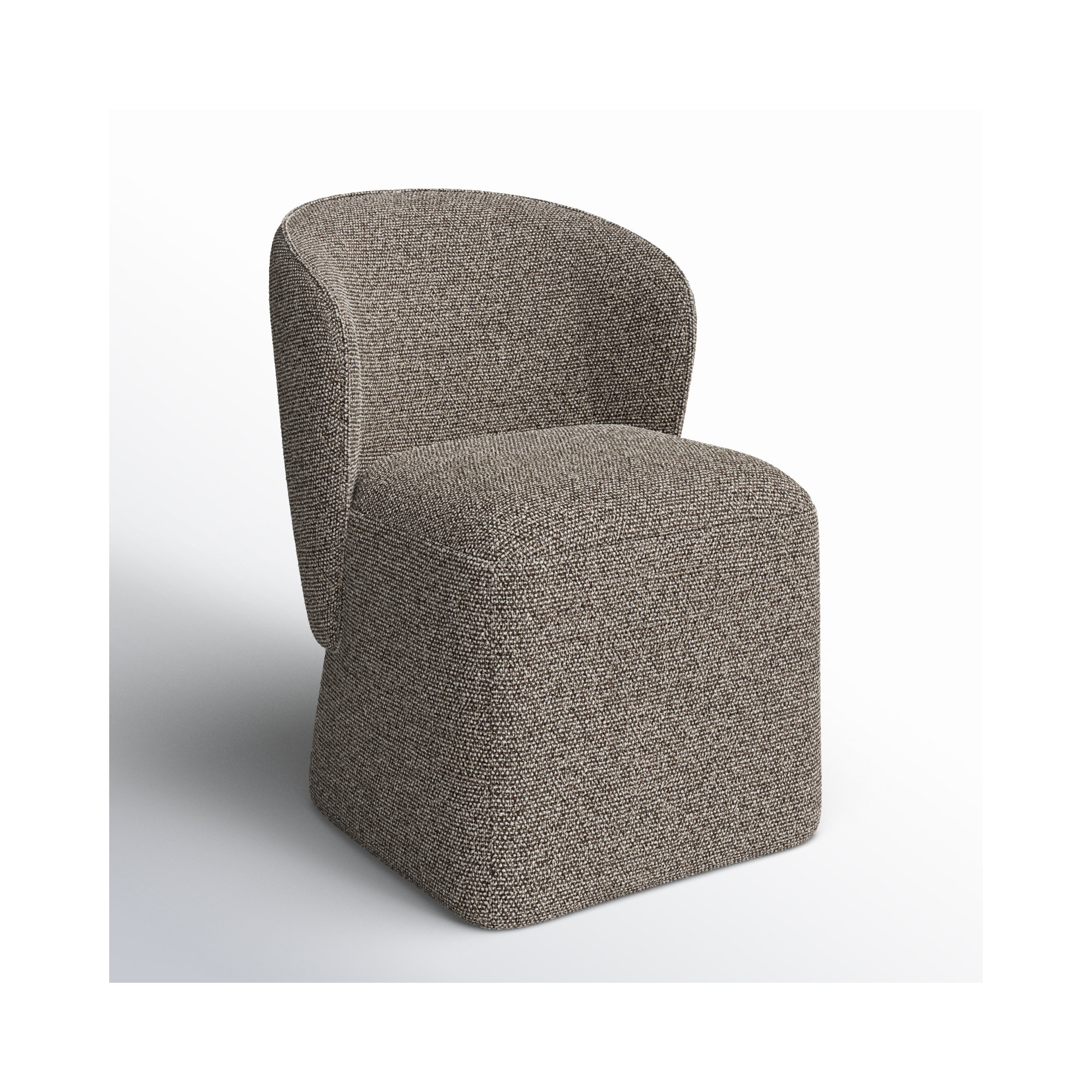 Niha Upholstered Dining Chair with Casters, Gellar Earth Tweed
