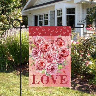 Drapeau de jardin 12,5 po x 18 po Love Rose Bouquet
