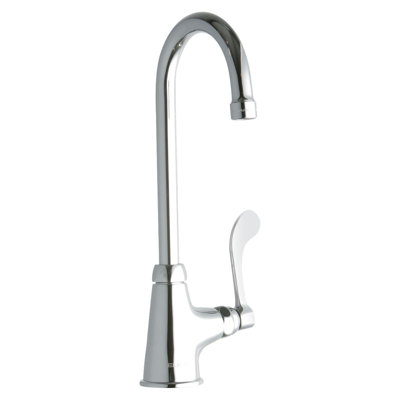Single Hole with Single Control Faucet with 5" Gooseneck Spout 4" Wristblade Handle Chrome