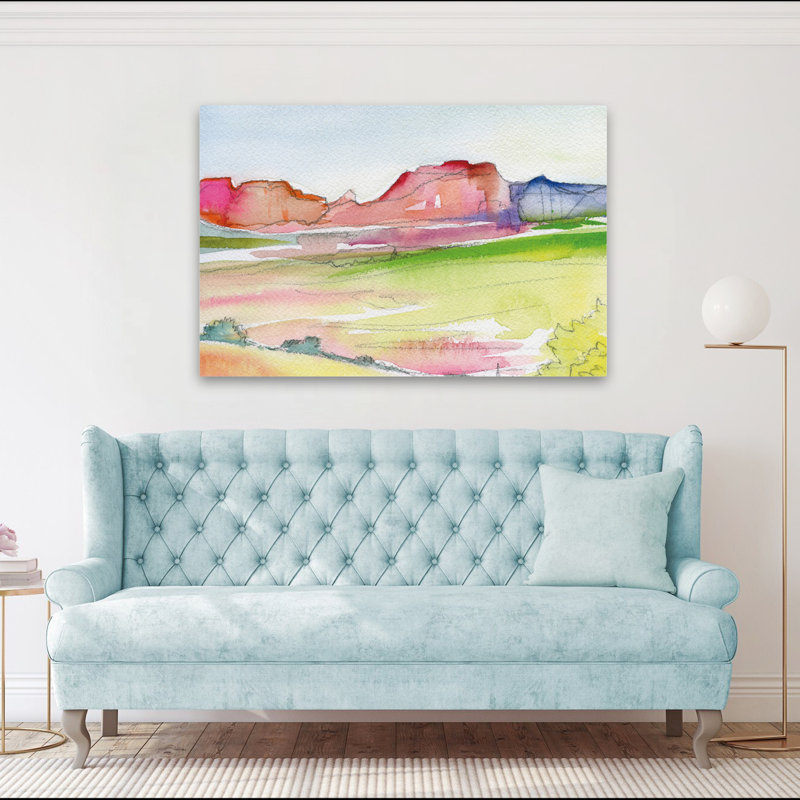 Paysage désertique II - art du désert coloré bleu vif, H 40 po x l 60 po