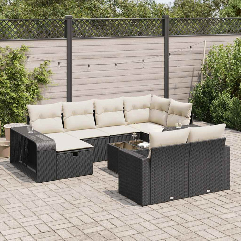 Ensemble de canapé de jardin Vidaxl, 11, Noir/crème