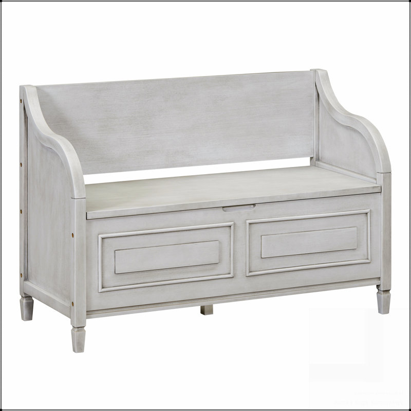 Banc de rangement multifonctionnel en bois massif avec charnière de sécurité, Bleu marine antique