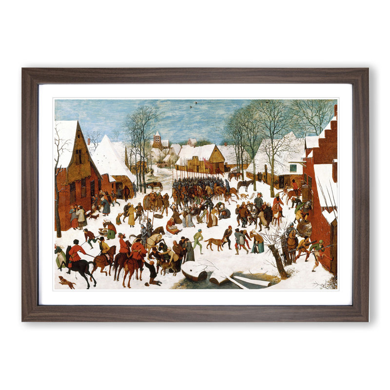 Massacre of the Innocents by Pieter Bruegel the Elder - Picture Frame Painting, Walnut Framed, 27cm H x 36cm W x 2cm D