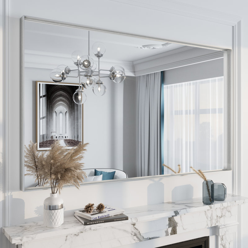 Miroir mural Aevar, 51 po x 30 po, Argent brossé