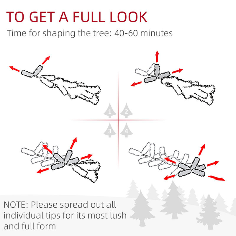 Arbre de Noël artificiel pin 7,5 pi avec 1218 pointes enneigées, support en métal pliable, assemblage facile, arbre de Noël à charnières pour les fêtes à la maison