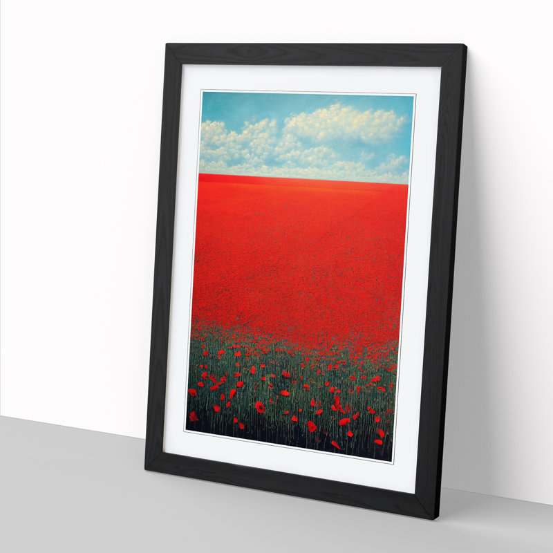 Contemporary Poppy Flower Field Vol.3 1 Piece Single Picture Frame Wall Art, 34cm H x 25cm W, Black Framed
