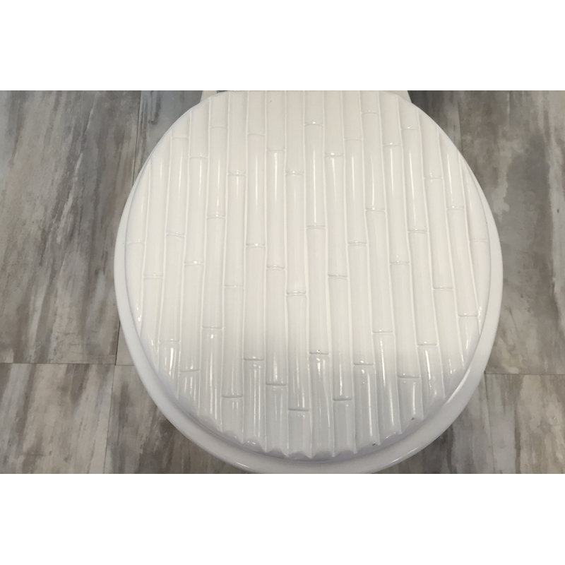 Round Toilet Seat and Lid, Bamboo White