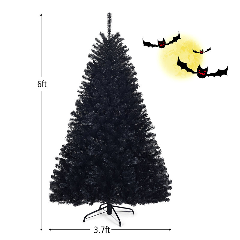 Arbre de Noël noir en épinette artificielle, H 7 pi 6 po