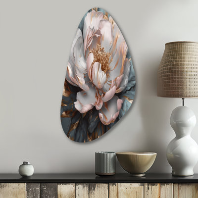 Bahari - Peonies Fall Shape Irregular Metal Wall Decor