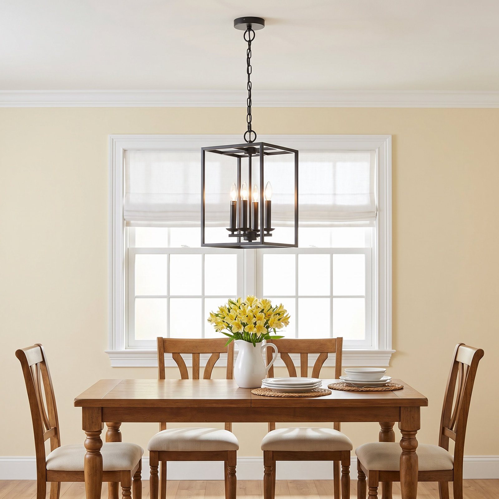 4-Light Pendant, Matte Black