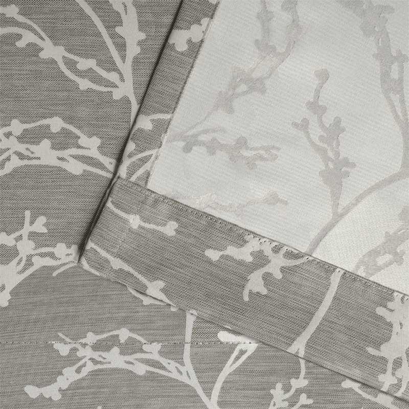 Bellicent Floral Room Darkening Thermal Grommet Curtain Panel Pair (Set of 2), Ash Gray, 52" W x 63" L