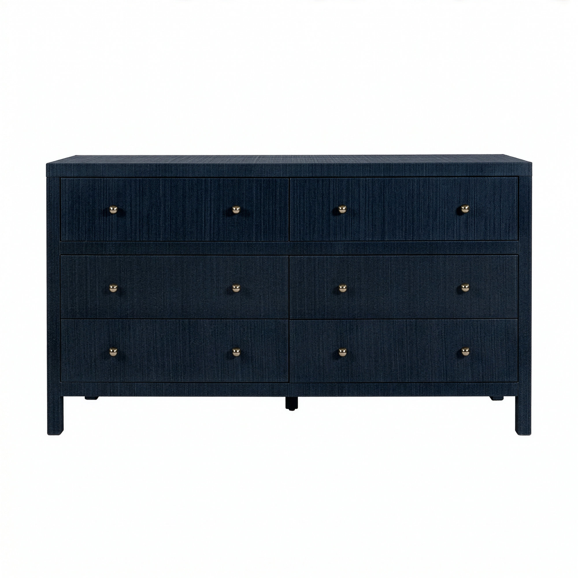 Celine 60 in. W Raffia 6 Drawer Dresser, Blueberry