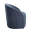 Fauteuil pivotant bleu à 360 degrés, tissu luxueux, fabrication moderne en bois massif avec accoudoirs en contreplaqué, confortable