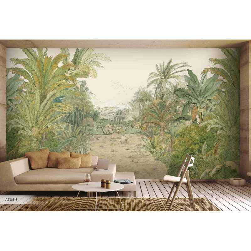 Papier peint tropical Verdant Jungle Escape, L 984 po x l 122 po
