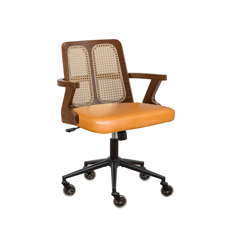Teresa Height-adjusted Mid-century Modern Rotating Wooden Office Chair, LIGHT BROWN