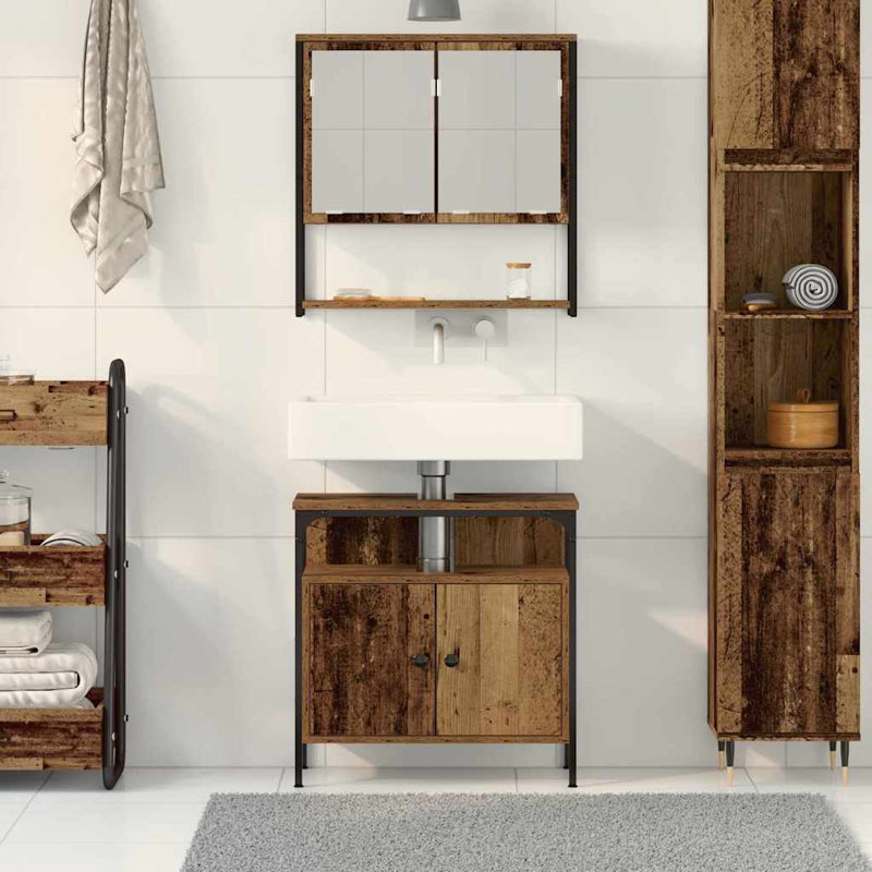 Bathroom Furniture Set With Storage 2 Pcs 60 X 30 X 60 Cm, Oak