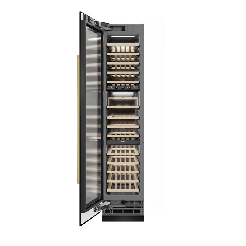 ZLINE Autograph 18 in. Black Stainless 68 Bottle Left Hinge Column Wine Cooler with Gold Accents, Right Handed, Gold