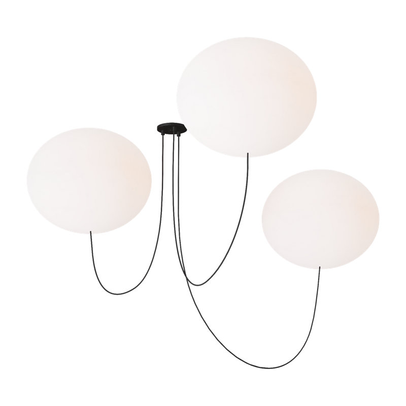 Peter Bristol Helium 3-light extra large LED chandelier in matte black finish with glass shades