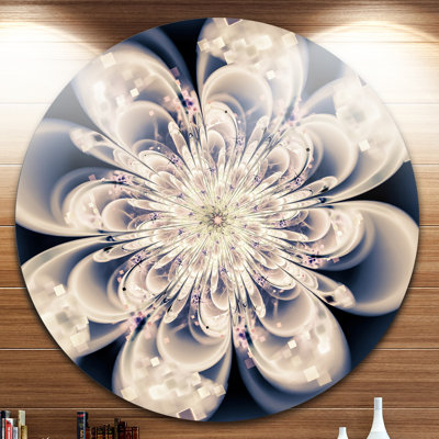 « white fractal fleur », impression sur métal