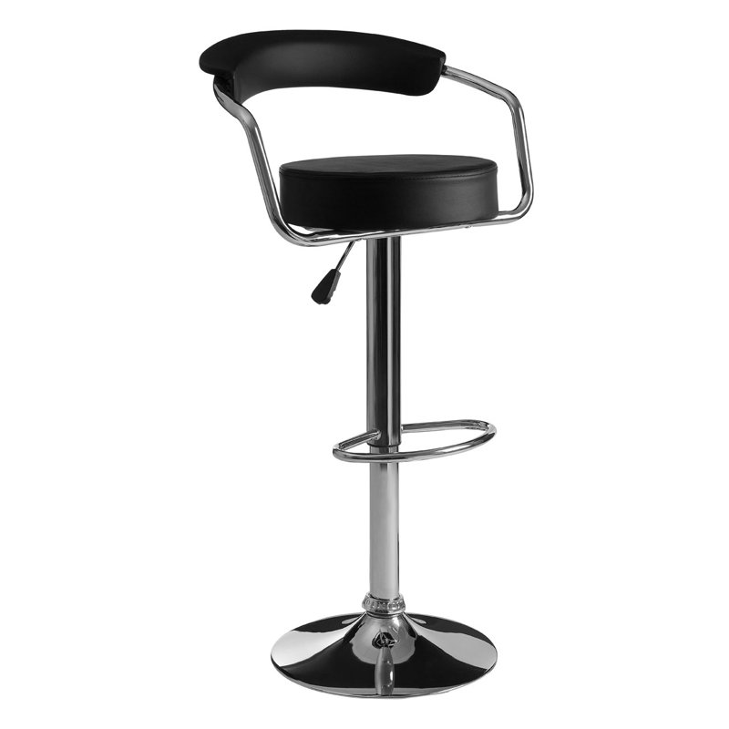 Skylar Swivel Upholstered Adjustable Height Counter Stool with Metal Frame, Black