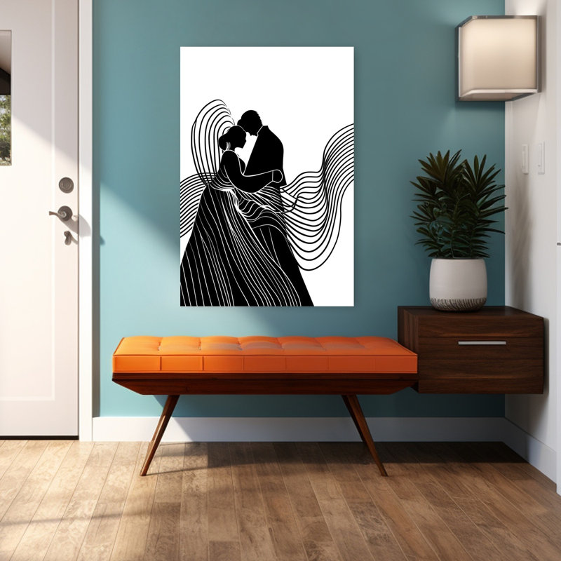 «Elegant Couple Dancing Abstract Elegant Minimalist», reproduction d'art murale, 48" H x 32" W