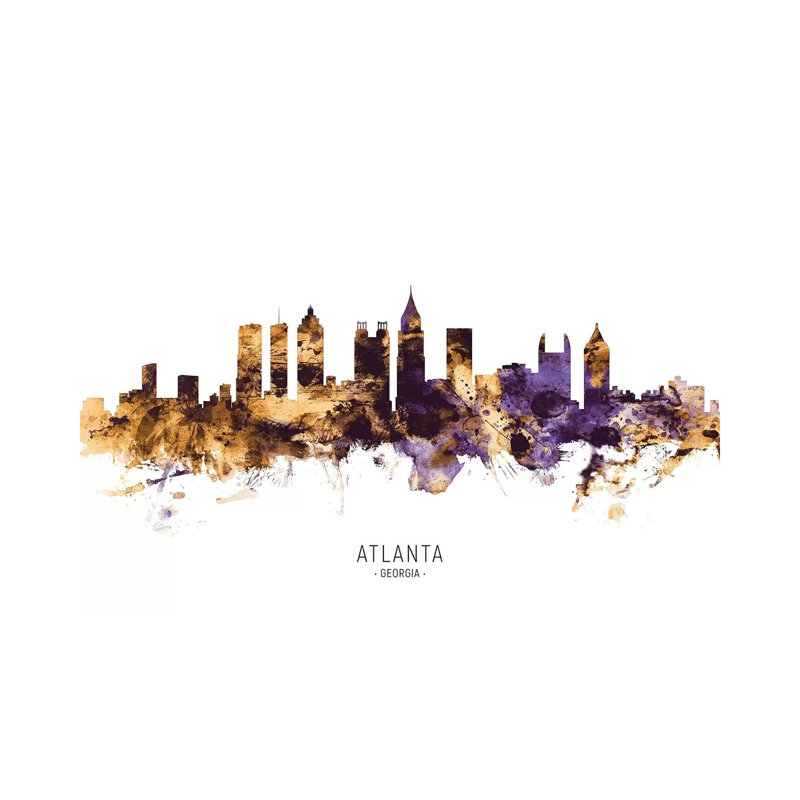 Atlanta Georgia Skyline Purple Gold by Michael Tompsett - Wrapped Canvas Print, 30.48 cm H x 45.72 cm W