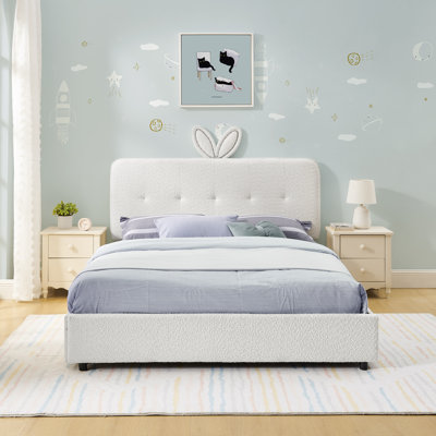 Space-saving Beds With Storage, Boucle Upholstered, Modern Kids Bedroom