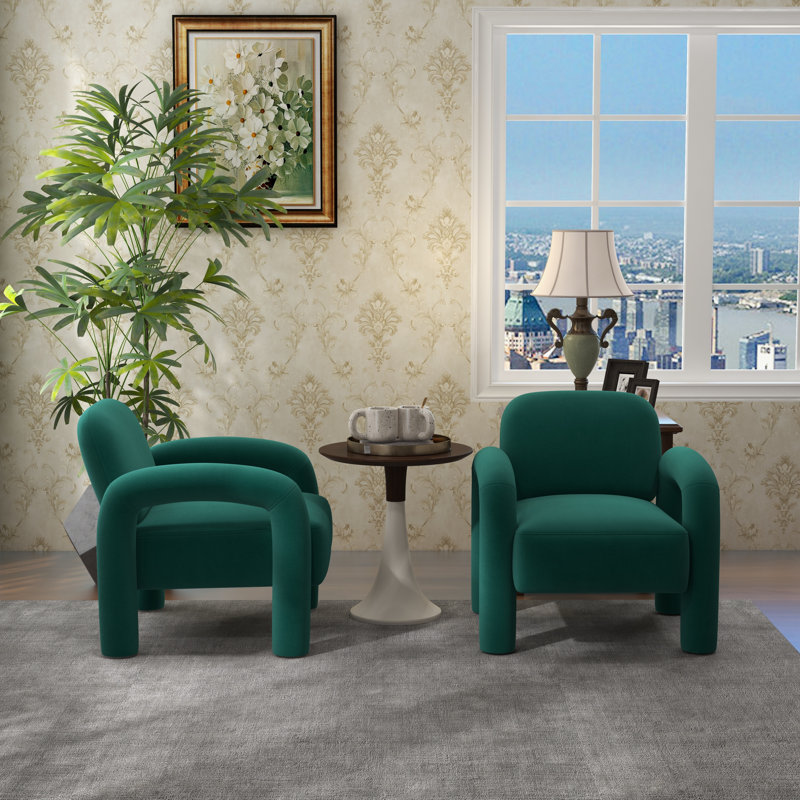 Fauteuil Iryanna, Velours vert foncé, 2