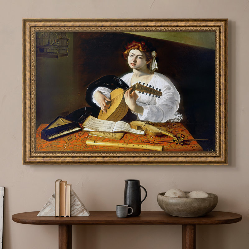 Le joueur de luth (version Wildenstein), v. 1596-Caravage - Toile avec cadre sur mesure, 16 po x 22 po, Toile avec cadre