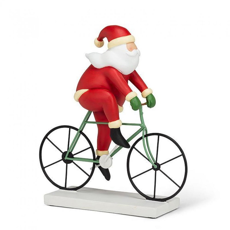 Figurine de père Noël sur un vélo