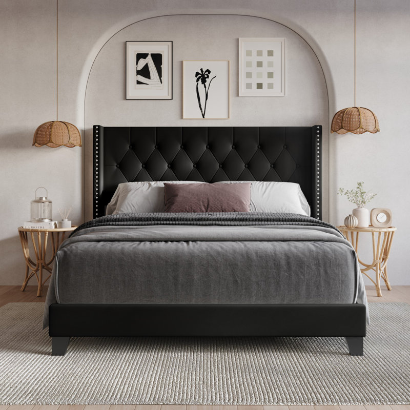 Lark Manor Aireanna Vegan Leather Wingback Bed & Reviews | Wayfair