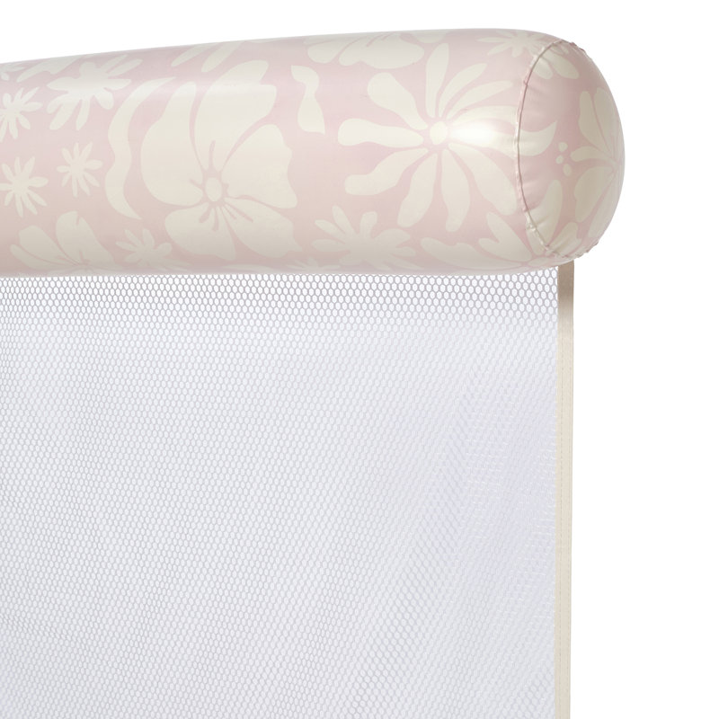 Sunnylife: hamac flottant - Stole My Heart - floral rose - traversins latéraux gonflables, fond en filet, piscine flottante allongée et assise, chaise longue flottante, bouchon de 175 lb