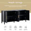 Armoire de rangement Carrera avec motif ondulé, poignées en métal, pour la chambre à coucher, bois massif noir et surface en U