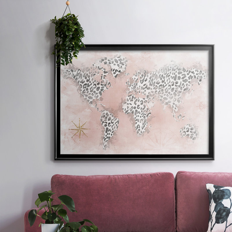 Carte de guépard rose sur toile, H 14 po x l 20 po x P 1,5 po, Toile noire