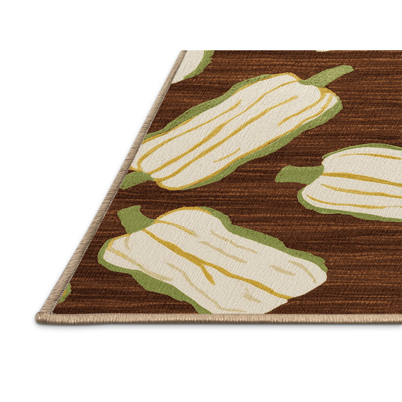 Washable Pattypan Squash Vegetables Area Rug, Square 7'