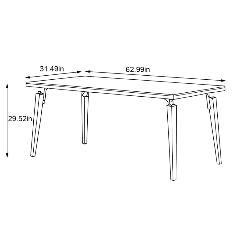 Table de salle à manger rectangulaire, H 29,52 po x L 62,99 po x l 31,49 po