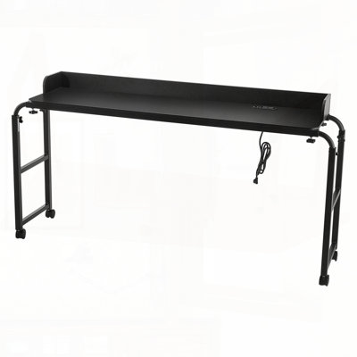 Table de lit avec prise de courant et ports USB - Bureau d'ordinateur portable réglable en hauteur
